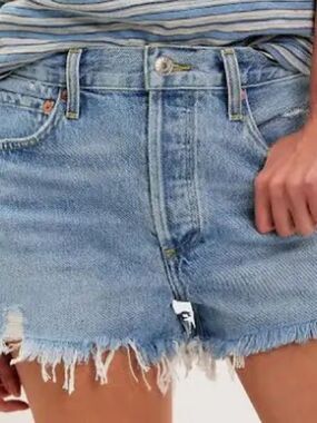 AGOLDE Parker Light Wash Distressed Denim Cutoff Shorts 28